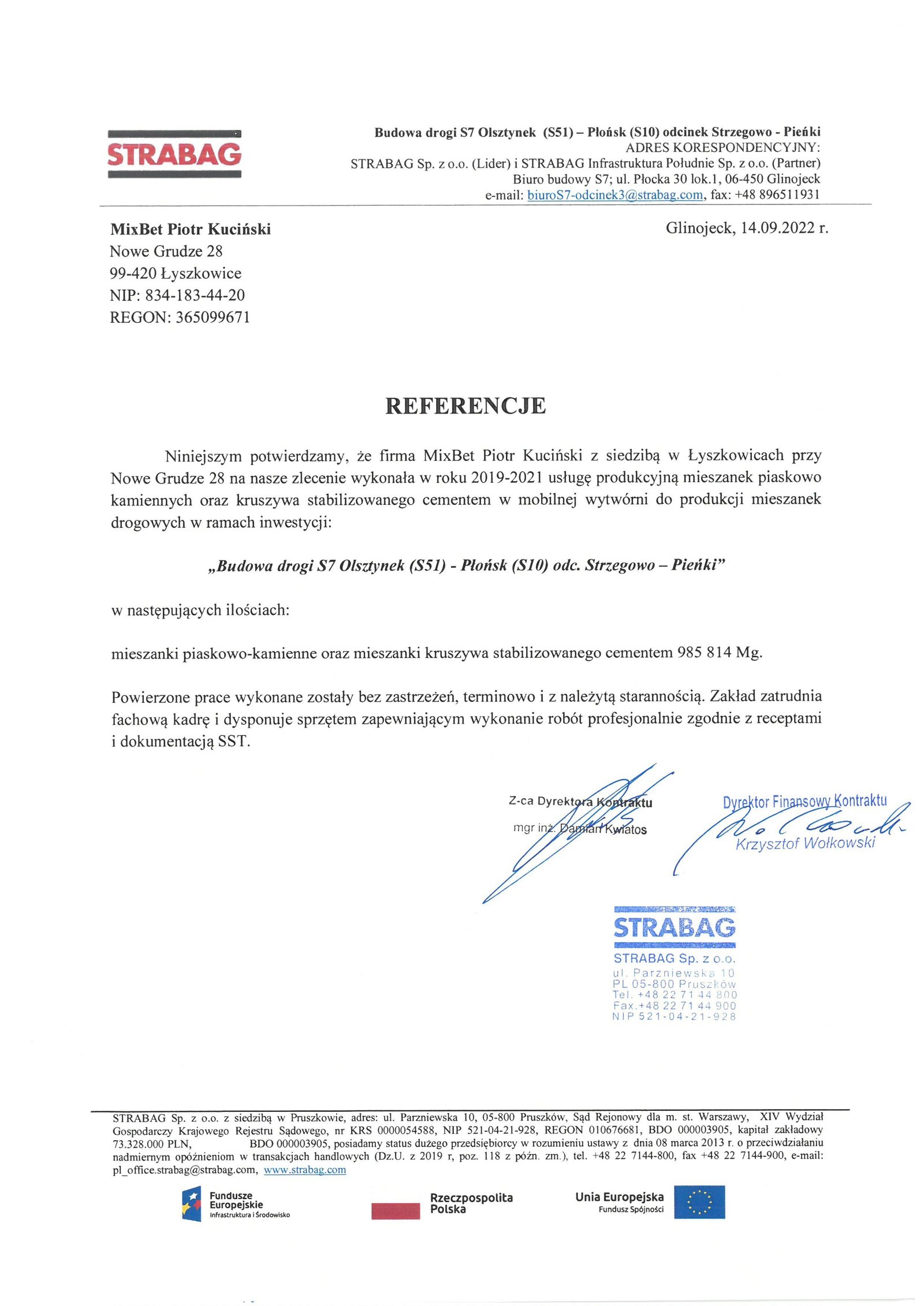 Referencje Strabag Olsztynek-Płońsk